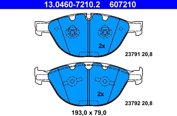 ATE 13.0460-7210.2 - Тормозные колодки, дисковые, комплект autosila-amz.com