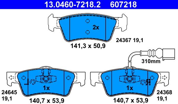 ATE 13.0460-7218.2 - Тормозные колодки, дисковые, комплект autosila-amz.com