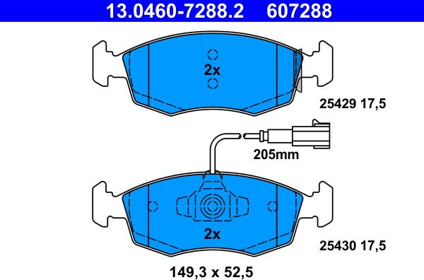 ATE 13.0460-7288.2 - Тормозные колодки, дисковые, комплект autosila-amz.com