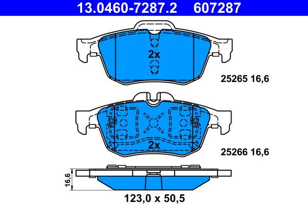 ATE 13.0460-7287.2 - Тормозные колодки, дисковые, комплект autosila-amz.com