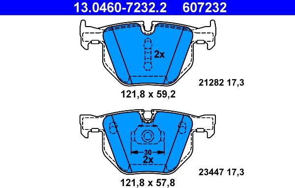 ATE 13.0460-7232.2 - Тормозные колодки, дисковые, комплект autosila-amz.com