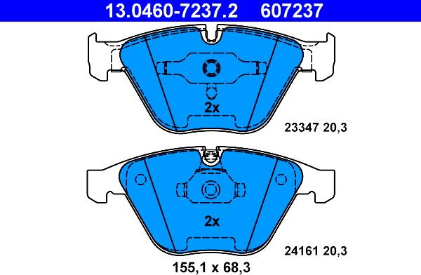 ATE 13.0460-7237.2 - Тормозные колодки, дисковые, комплект autosila-amz.com