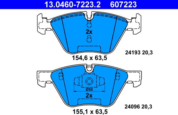 ATE 13.0460-7223.2 - Тормозные колодки, дисковые, комплект autosila-amz.com