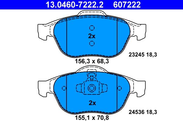 ATE 13.0460-7222.2 - Тормозные колодки, дисковые, комплект autosila-amz.com