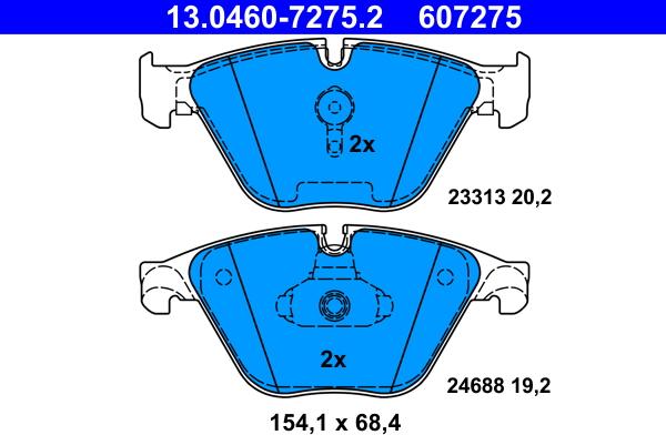 ATE 13.0460-7275.2 - Тормозные колодки, дисковые, комплект autosila-amz.com