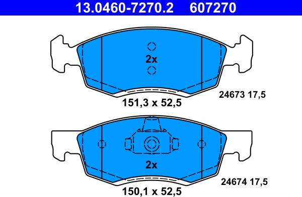 ATE 13.0460-7270.2 - Тормозные колодки, дисковые, комплект autosila-amz.com