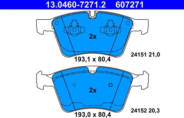 ATE 13.0460-7271.2 - Тормозные колодки, дисковые, комплект autosila-amz.com