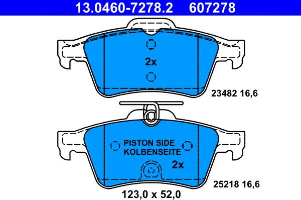 ATE 13.0460-7278.2 - Тормозные колодки, дисковые, комплект autosila-amz.com