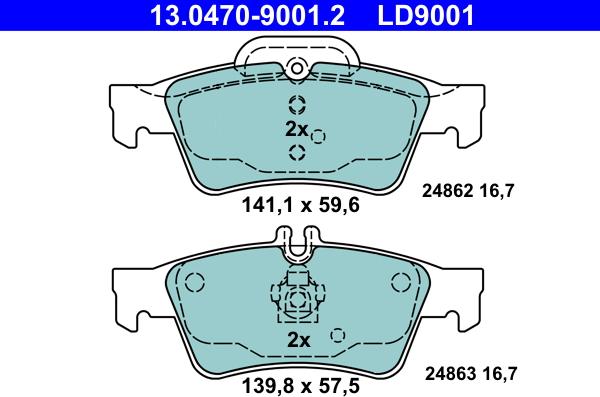 ATE 13.0470-9001.2 - Тормозные колодки, дисковые, комплект autosila-amz.com