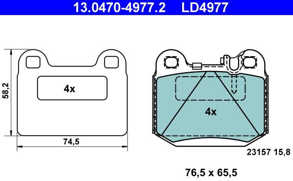 ATE 13.0470-4977.2 - Тормозные колодки, дисковые, комплект autosila-amz.com