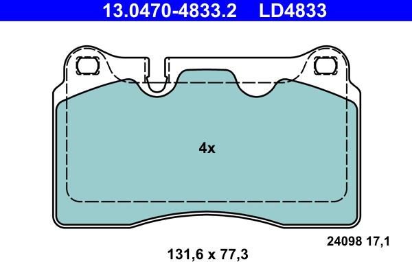 ATE 13.0470-4833.2 - Тормозные колодки, дисковые, комплект autosila-amz.com