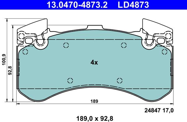 ATE 13.0470-4873.2 - Тормозные колодки, дисковые, комплект autosila-amz.com