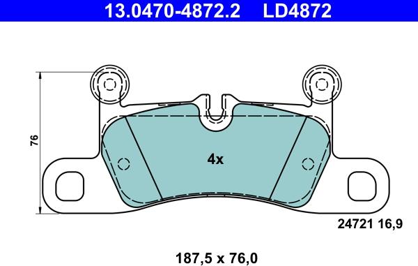 ATE 13.0470-4872.2 - Тормозные колодки, дисковые, комплект autosila-amz.com