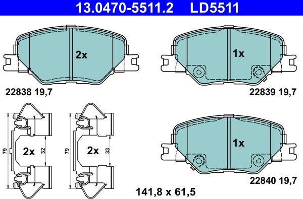 ATE 13.0470-5511.2 - Тормозные колодки, дисковые, комплект autosila-amz.com