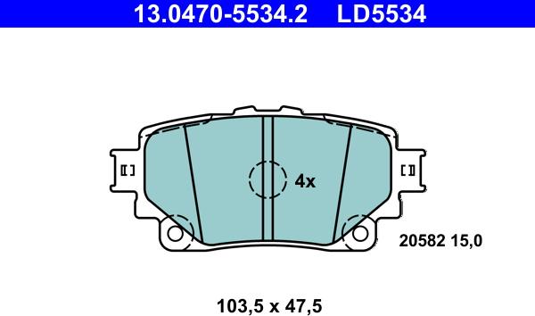 ATE 13.0470-5534.2 - Тормозные колодки, дисковые, комплект autosila-amz.com