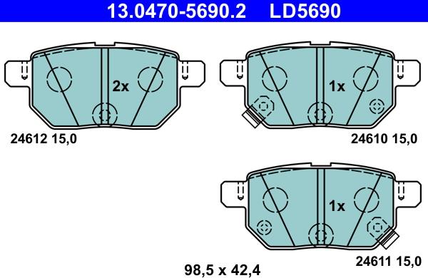 ATE 13.0470-5690.2 - Тормозные колодки, дисковые, комплект autosila-amz.com