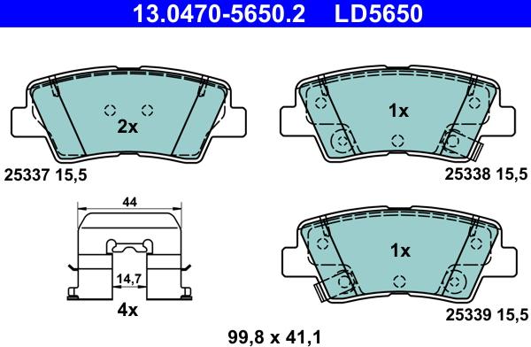 ATE 13.0470-5650.2 - Тормозные колодки, дисковые, комплект autosila-amz.com