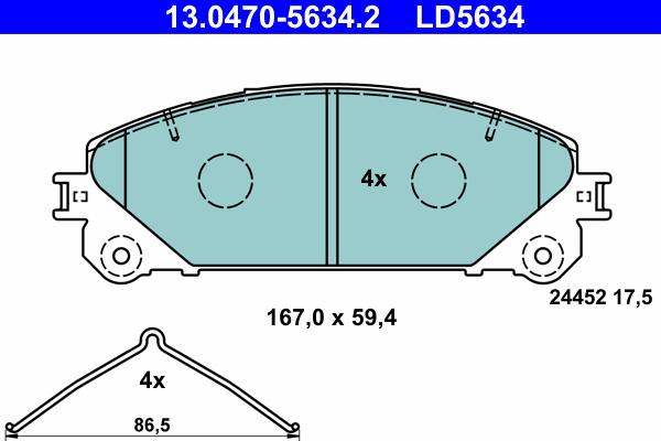 ATE 13.0470-5634.2 - Тормозные колодки, дисковые, комплект autosila-amz.com