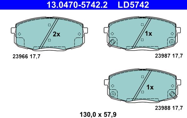 ATE 13.0470-5742.2 - Тормозные колодки, дисковые, комплект autosila-amz.com