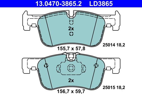 ATE 13.0470-3865.2 - Тормозные колодки, дисковые, комплект autosila-amz.com