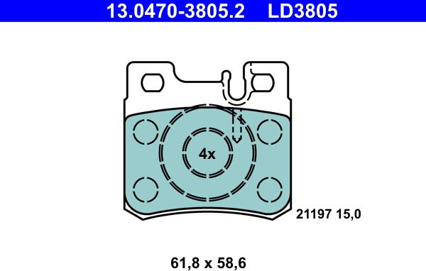 ATE 13.0470-3805.2 - Тормозные колодки, дисковые, комплект autosila-amz.com