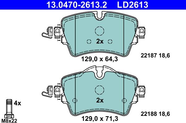 ATE 13.0470-2613.2 - Тормозные колодки, дисковые, комплект autosila-amz.com