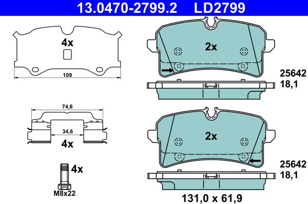 ATE 13.0470-2799.2 - Тормозные колодки, дисковые, комплект autosila-amz.com