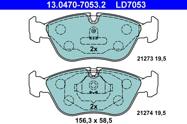 ATE 13.0470-7053.2 - Тормозные колодки, дисковые, комплект autosila-amz.com