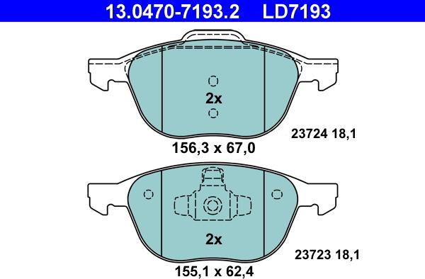 ATE 13.0470-7193.2 - Тормозные колодки, дисковые, комплект autosila-amz.com