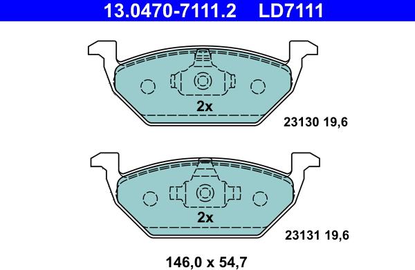 ATE 13.0470-7111.2 - Тормозные колодки, дисковые, комплект autosila-amz.com