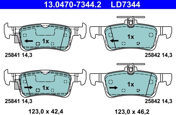 ATE 13.0470-7344.2 - Тормозные колодки, дисковые, комплект autosila-amz.com