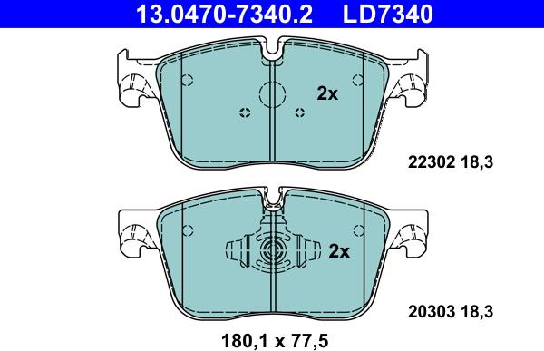 ATE 13.0470-7340.2 - Тормозные колодки, дисковые, комплект autosila-amz.com