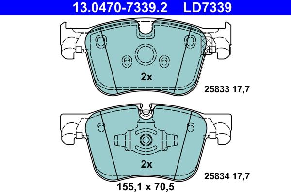 ATE 13.0470-7339.2 - Тормозные колодки, дисковые, комплект autosila-amz.com