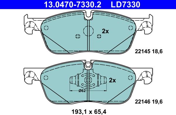 ATE 13.0470-7330.2 - Тормозные колодки, дисковые, комплект autosila-amz.com