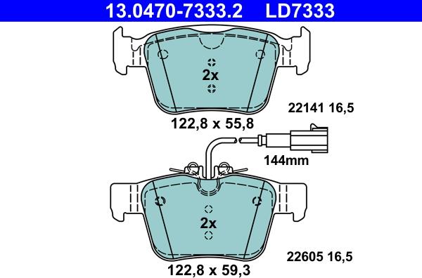 ATE 13.0470-7333.2 - Тормозные колодки, дисковые, комплект autosila-amz.com