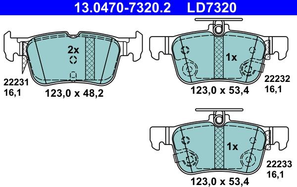 ATE 13.0470-7320.2 - Тормозные колодки, дисковые, комплект autosila-amz.com