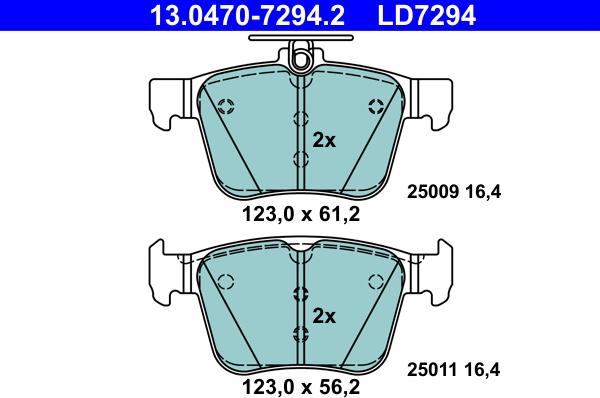 ATE 13.0470-7294.2 - Тормозные колодки, дисковые, комплект autosila-amz.com