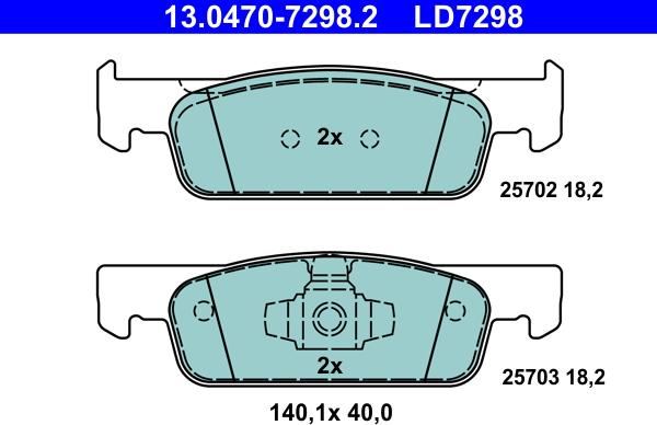 ATE 13.0470-7298.2 - Тормозные колодки, дисковые, комплект autosila-amz.com