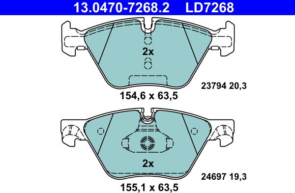 ATE 13.0470-7268.2 - Тормозные колодки, дисковые, комплект autosila-amz.com