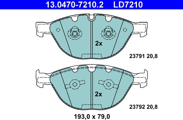 ATE 13.0470-7210.2 - Тормозные колодки, дисковые, комплект autosila-amz.com