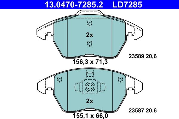 ATE 13.0470-7285.2 - 13.0470-7285.2 колодки дисковые передние!\ Audi A3 1.6-1.9TD 96>, Skoda Octavia 1.4/1.6 96-00 autosila-amz.com