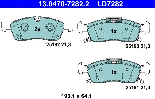 ATE 13.0470-7282.2 - Тормозные колодки, дисковые, комплект autosila-amz.com