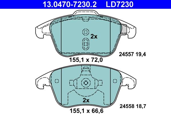 ATE 13.0470-7230.2 - Тормозные колодки, дисковые, комплект autosila-amz.com