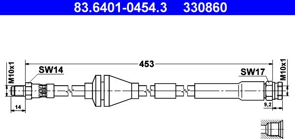 ATE 83.6401-0454.3 - Тормозной шланг autosila-amz.com