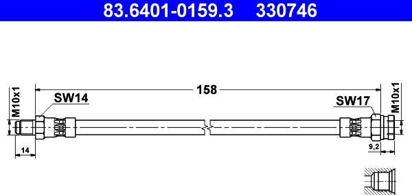 ATE 83.6401-0159.3 - Тормозной шланг autosila-amz.com