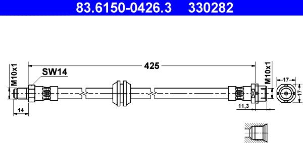 ATE 83.6150-0426.3 - Тормозной шланг autosila-amz.com