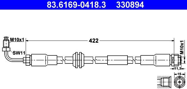 ATE 83.6169-0418.3 - Тормозной шланг autosila-amz.com