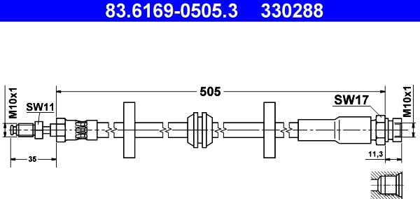 ATE 83.6169-0505.3 - Тормозной шланг autosila-amz.com