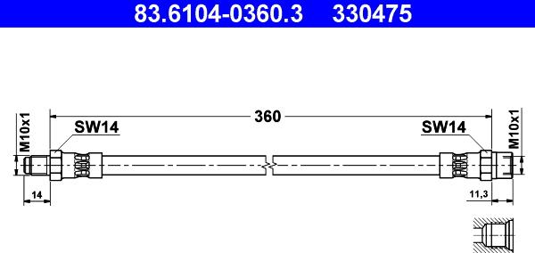 ATE 83.6104-0360.3 - Тормозной шланг autosila-amz.com