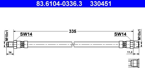 ATE 83.6104-0336.3 - Тормозной шланг autosila-amz.com